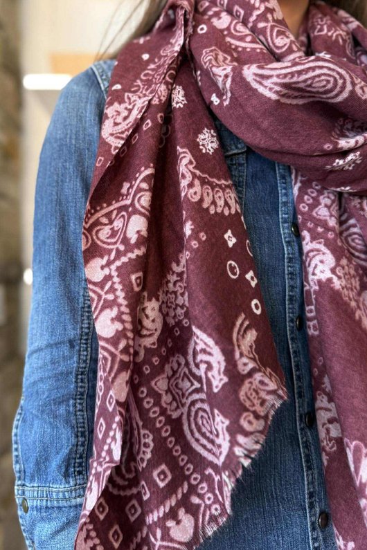 Lucky Bandana Scarf Burgundy
